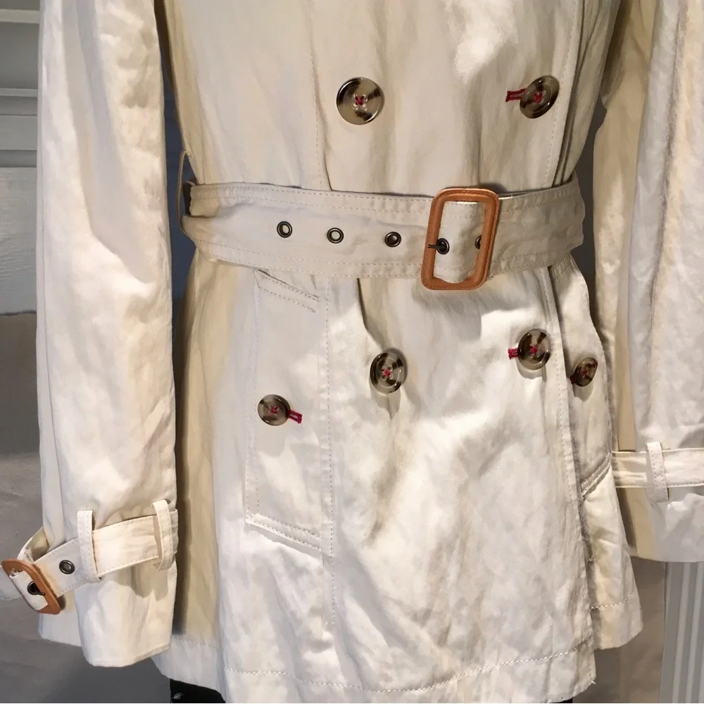 BANANAS REPUBLIC Vintage cream canvas trench coat Cotton Slim fit Lightweight - Picture 6 of 16